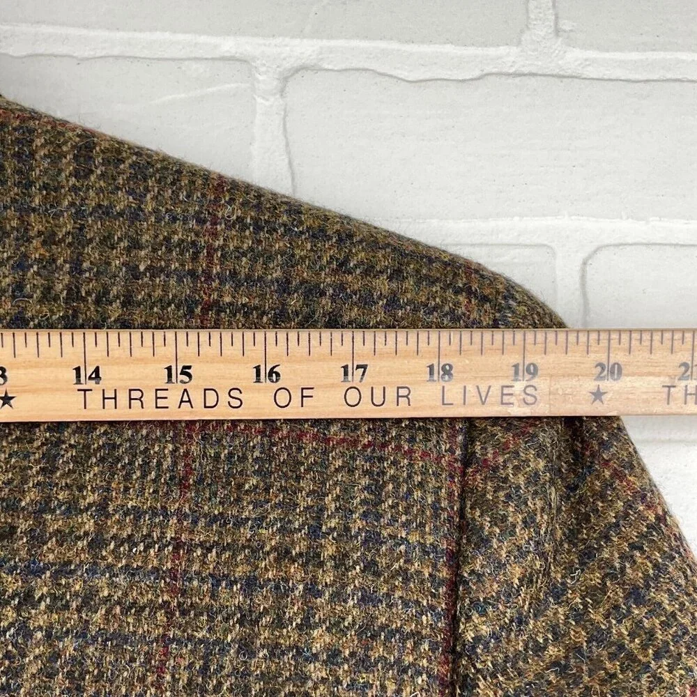 Unbranded Blazer Men 44 Brown Red‎ Plaid Tweed 1 Button Wool VTG Hungary